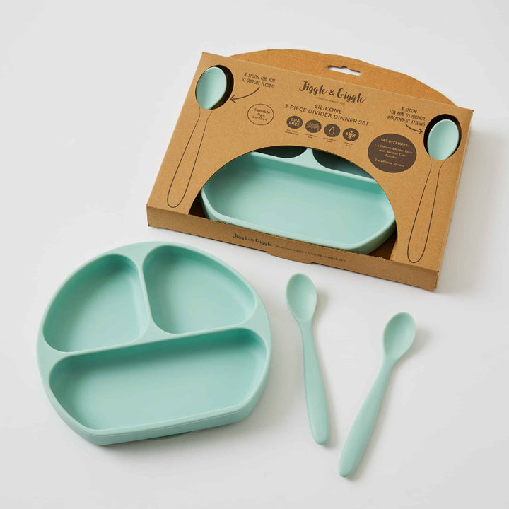 JIGGLE & GIGGLE - SILICONE DINNER SET: GREEN