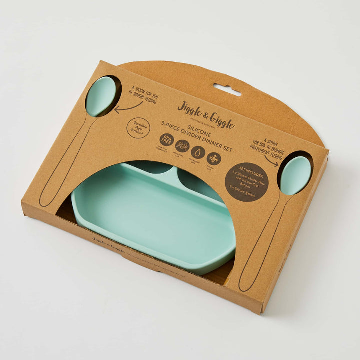 JIGGLE & GIGGLE - SILICONE DINNER SET: GREEN