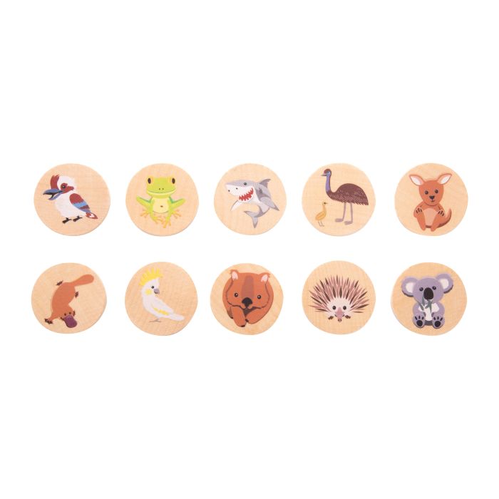 AUSTRALIAN COLLECTION - AUSSIE ANIMALS WOODEN MEMORY GAME 