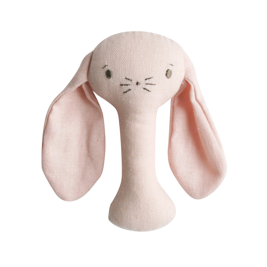 ALIMROSE - STICK RATTLE BOBBY BUNNY: PINK LINEN 