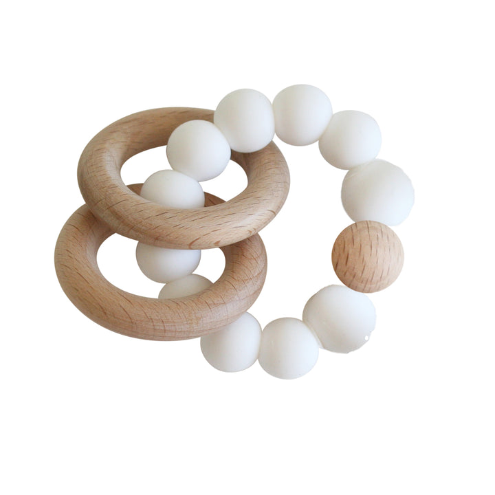 ALIMROSE - BEECHWOOD TEETHER RINGS SET: MILK 