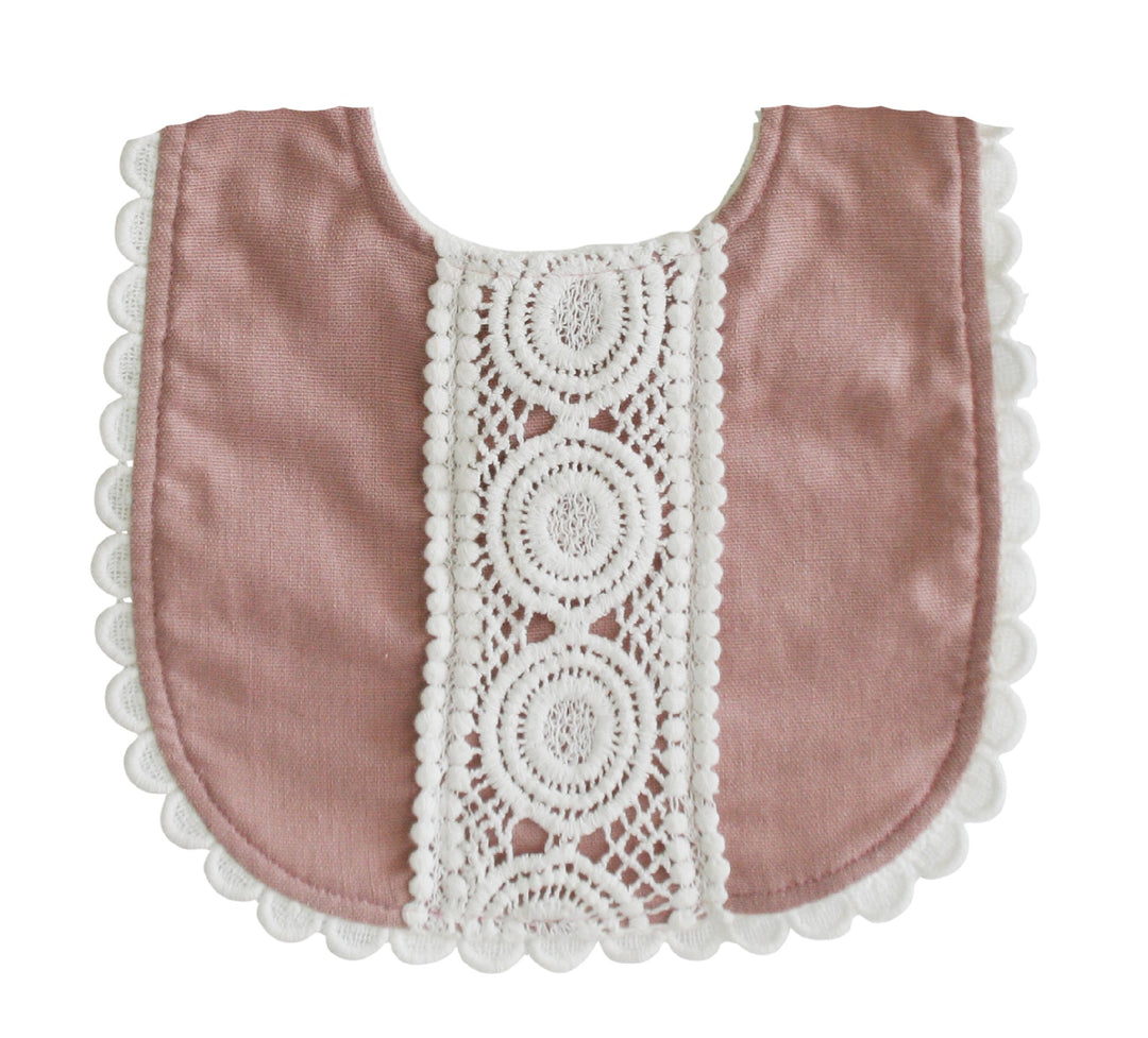 ALIMROSE - BABY BIB: OLIVIA PINK LINEN 