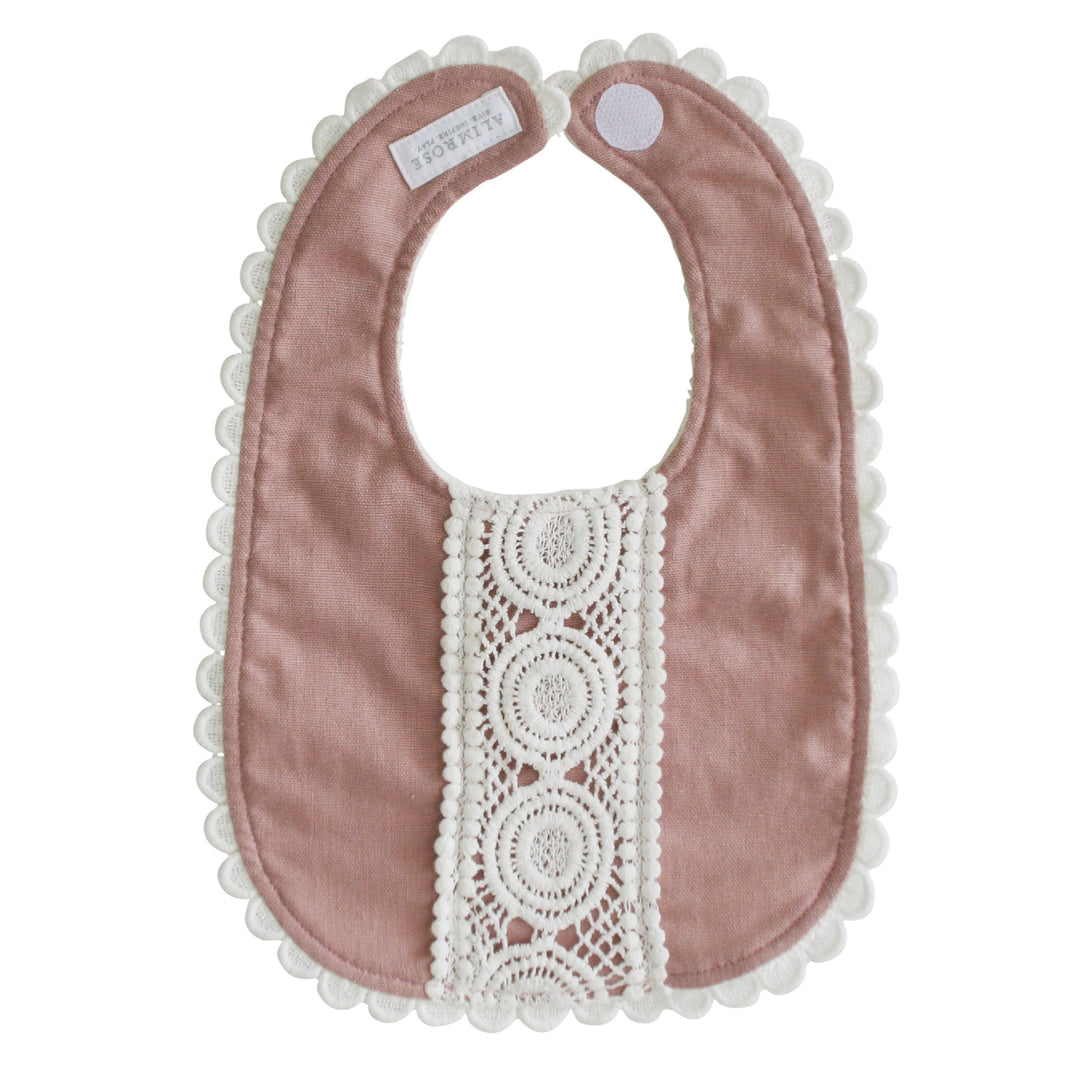 ALIMROSE - BABY BIB: OLIVIA PINK LINEN 