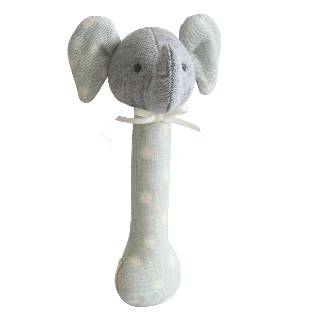 ALIMROSE - STICK RATTLE ELEPHANT: DUCK EGG BLUE 