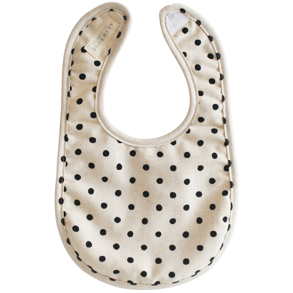 ALIMROSE - BABY BIB: BLACK LINEN SPOT 