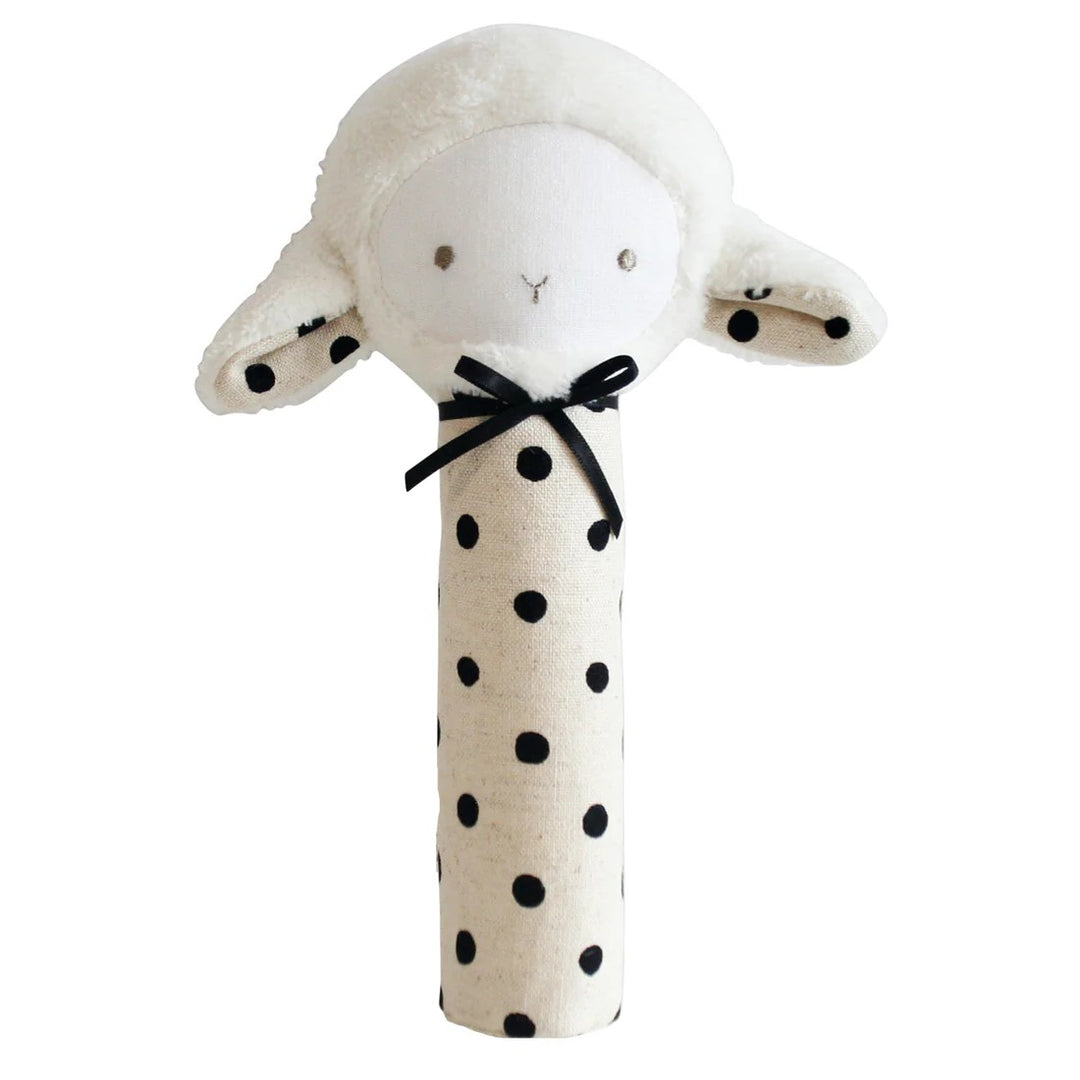 ALIMROSE - HAND SQUEAKER: LAMBY BLACK LINEN SPOT 