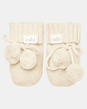 TOSHI - MARLEY ORGANIC NEWBORN BOOTIES: FEATHER 