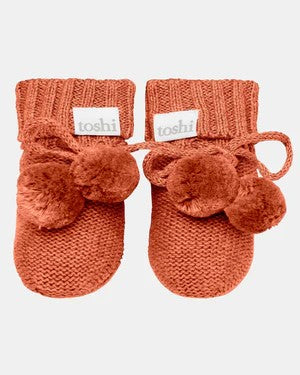 TOSHI - MARLEY ORGANIC NEWBORN BOOTIES: SAFFRON 