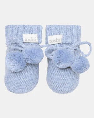 TOSHI - MARLEY ORGANIC NEWBORN BOOTIES: SEABREEZE 