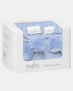 TOSHI - MARLEY ORGANIC NEWBORN BOOTIES: SEABREEZE 