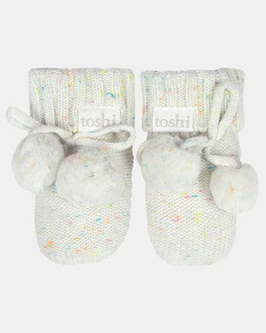 TOSHI - MARLEY ORGANIC NEWBORN BOOTIES: SNOWFLAKE 