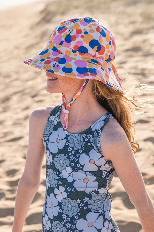 ACORN KIDS - CONFETTI SWIM HAT: CREAM/MULTI [sz:S - 50CM/9-18 MONTHS]