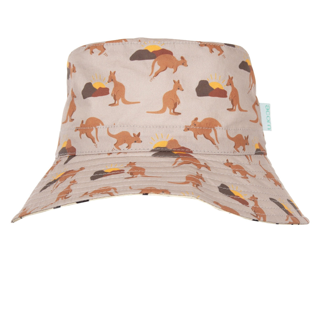 ACORN KIDS - AUSSIE SUNSET WIDE BRIM BUCKET HAT: MID BROWN [sz:S - 50CM/9-18 MONTHS]