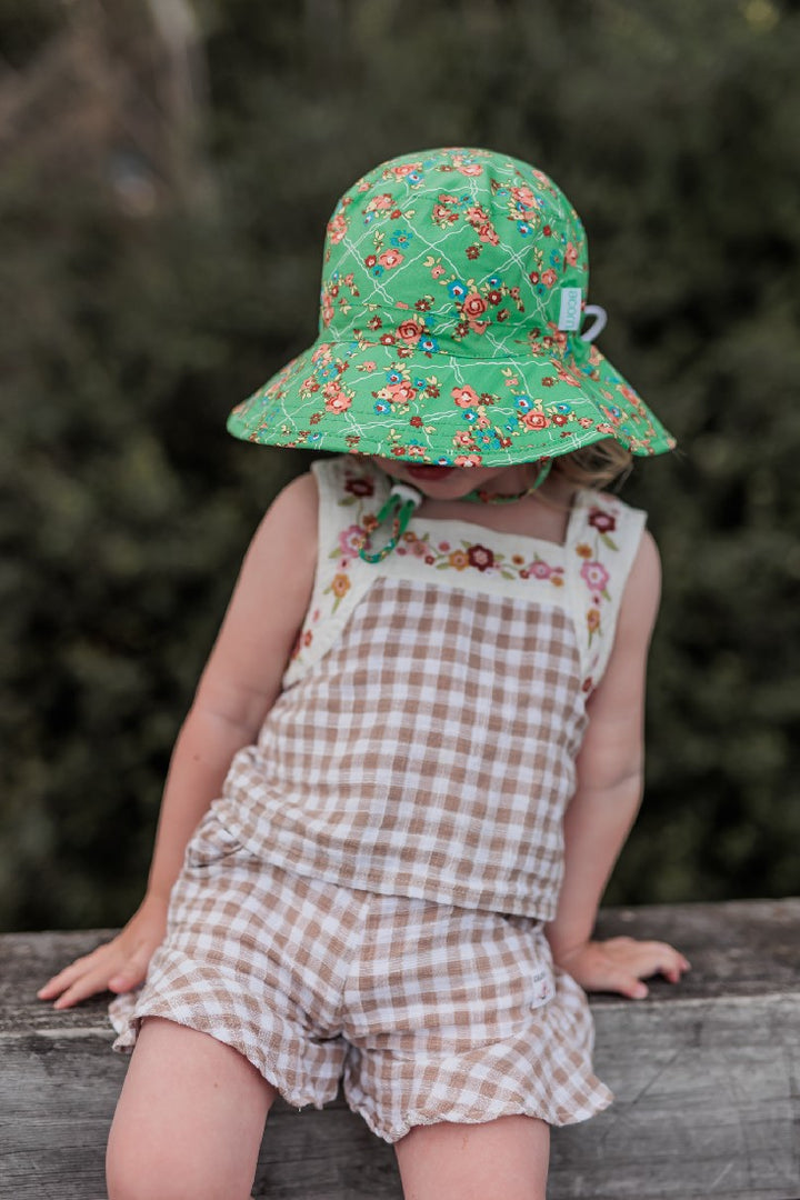 ACORN - LUCY BROAD BRIM BUCKET HAT: GREEN