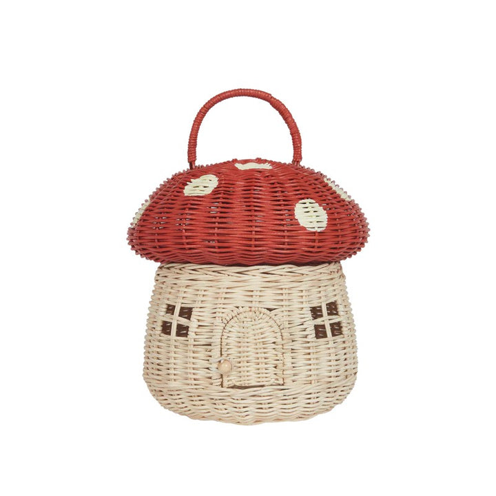 OLLI ELLA - RATTAN MUSHROOM BASKET: RED