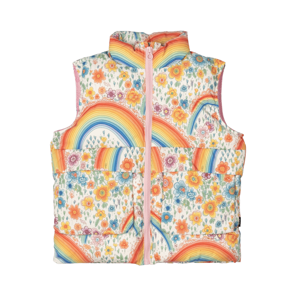 ROCK YOUR BABY - RAINBOW FLORAL PADDED VEST WITH LINING [sz:2 YRS]