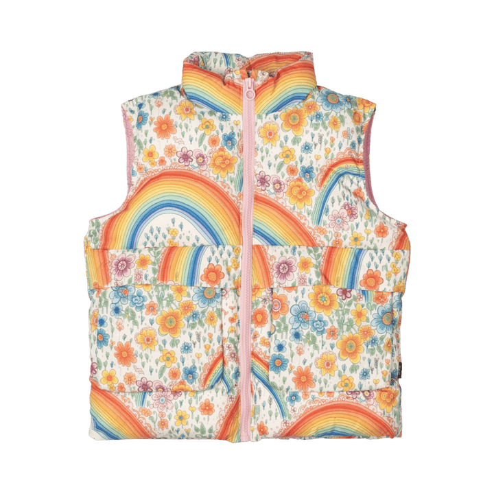 ROCK YOUR BABY - RAINBOW FLORAL PADDED VEST WITH LINING [sz:2 YRS]