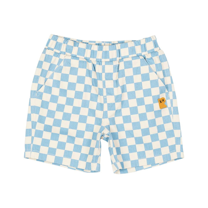 ROCK YOUR BABY - BLUE CHECK STARTER SHORTS