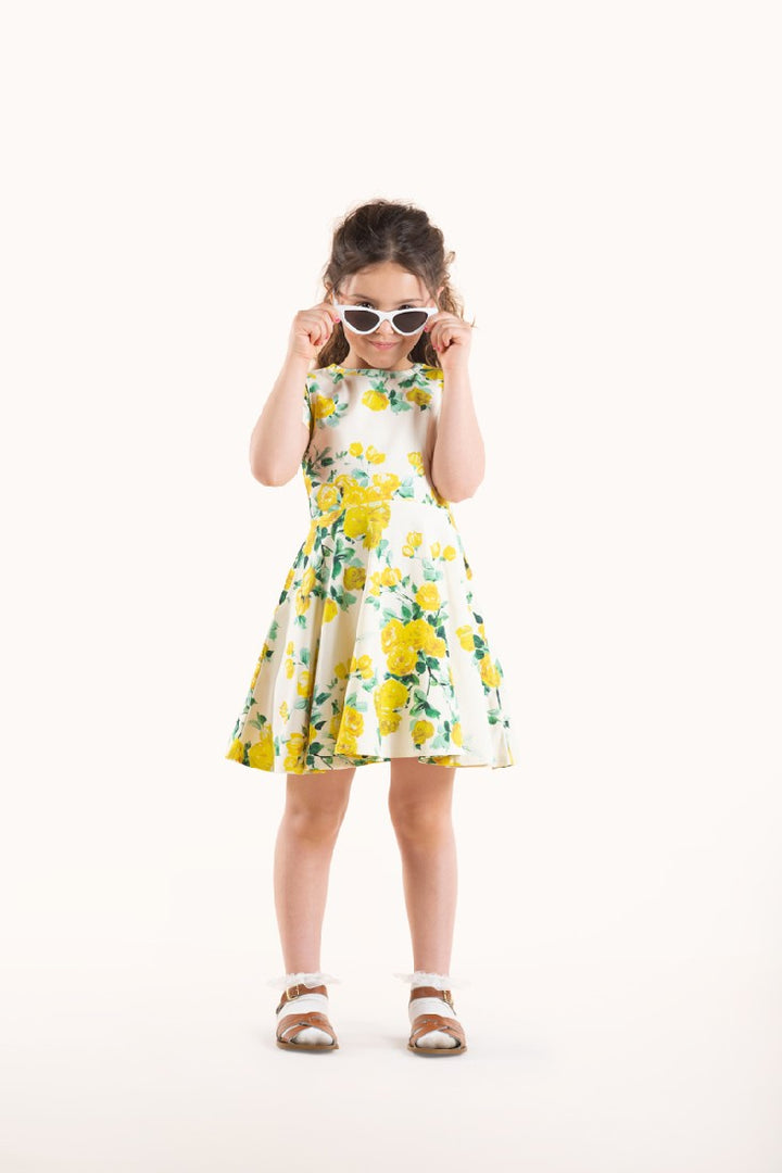 ROCK YOUR BABY - YELLOW ROSES WAISTED DRESS