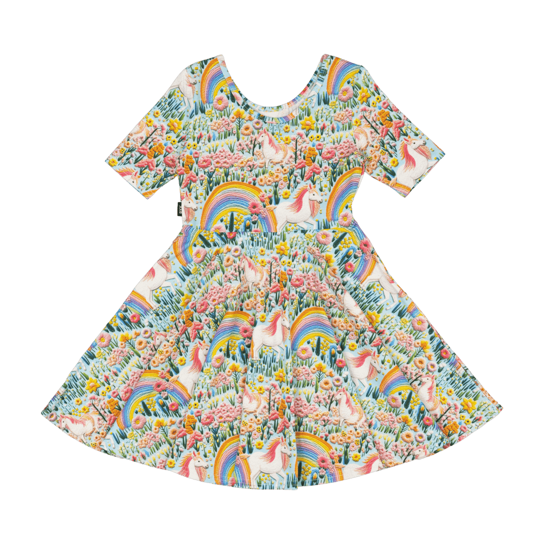 ROCK YOUR BABY - EMBROIDERED UNICORNS MABEL DRESS [sz:2 YRS]