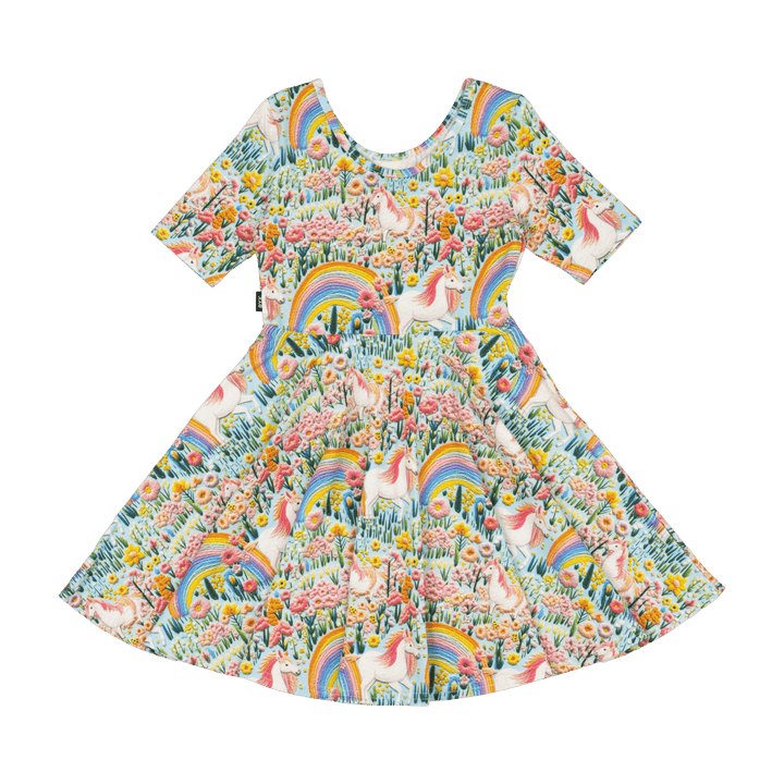 ROCK YOUR BABY - EMBROIDERED UNICORNS MABEL DRESS [sz:2 YRS]