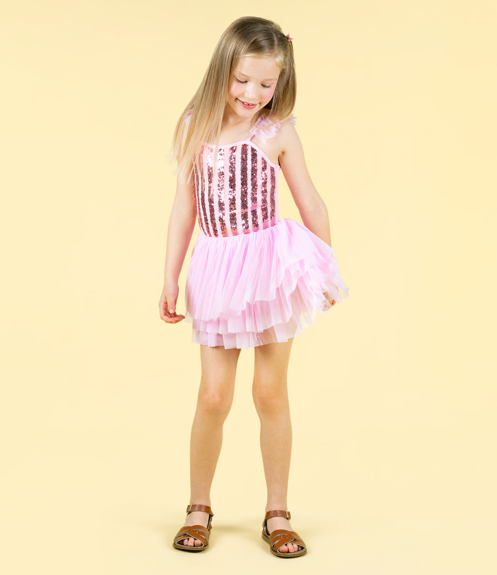 ROCK YOUR BABY - PINK STRIPE SEQUIN TULLE [sz:2 YRS]