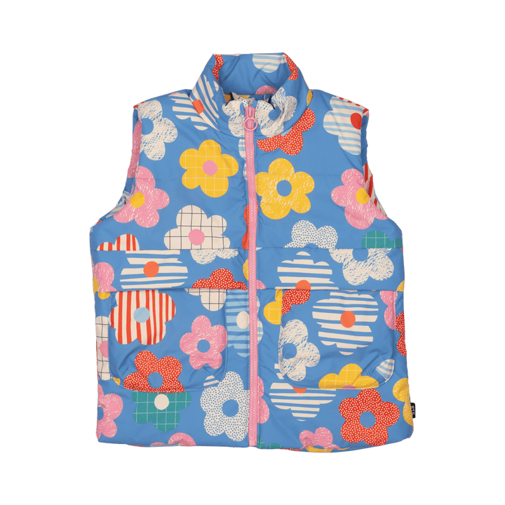 ROCK YOUR BABY - HAPPY FLOWERS PADDED VEST WITH LINING [sz:2 YRS]