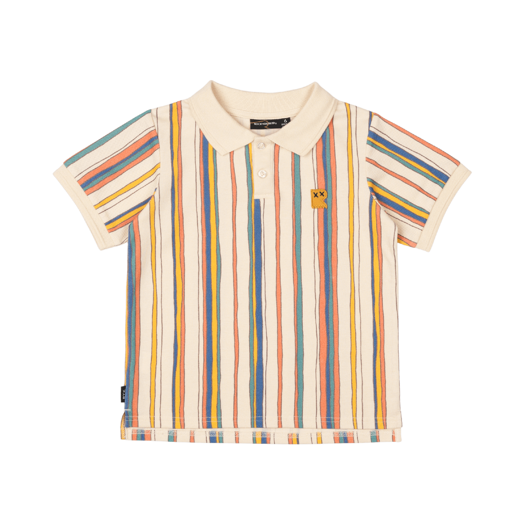 ROCK YOUR BABY - STRIPE POLO T SHIRT [sz:2 YRS]