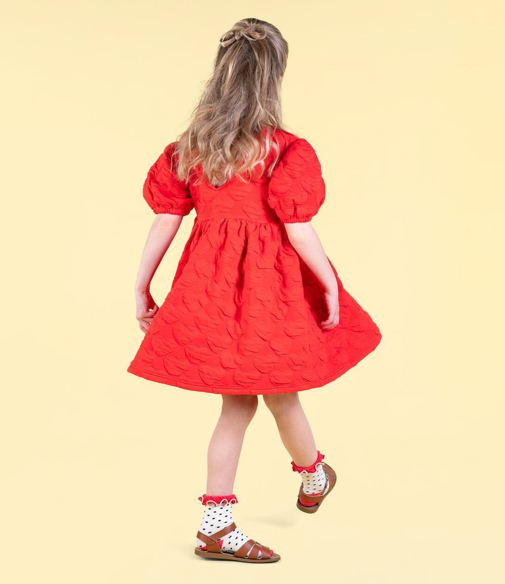 ROCK YOUR BABY - RED HEART PUFF SLEEVE DRESS [sz:2 YRS]