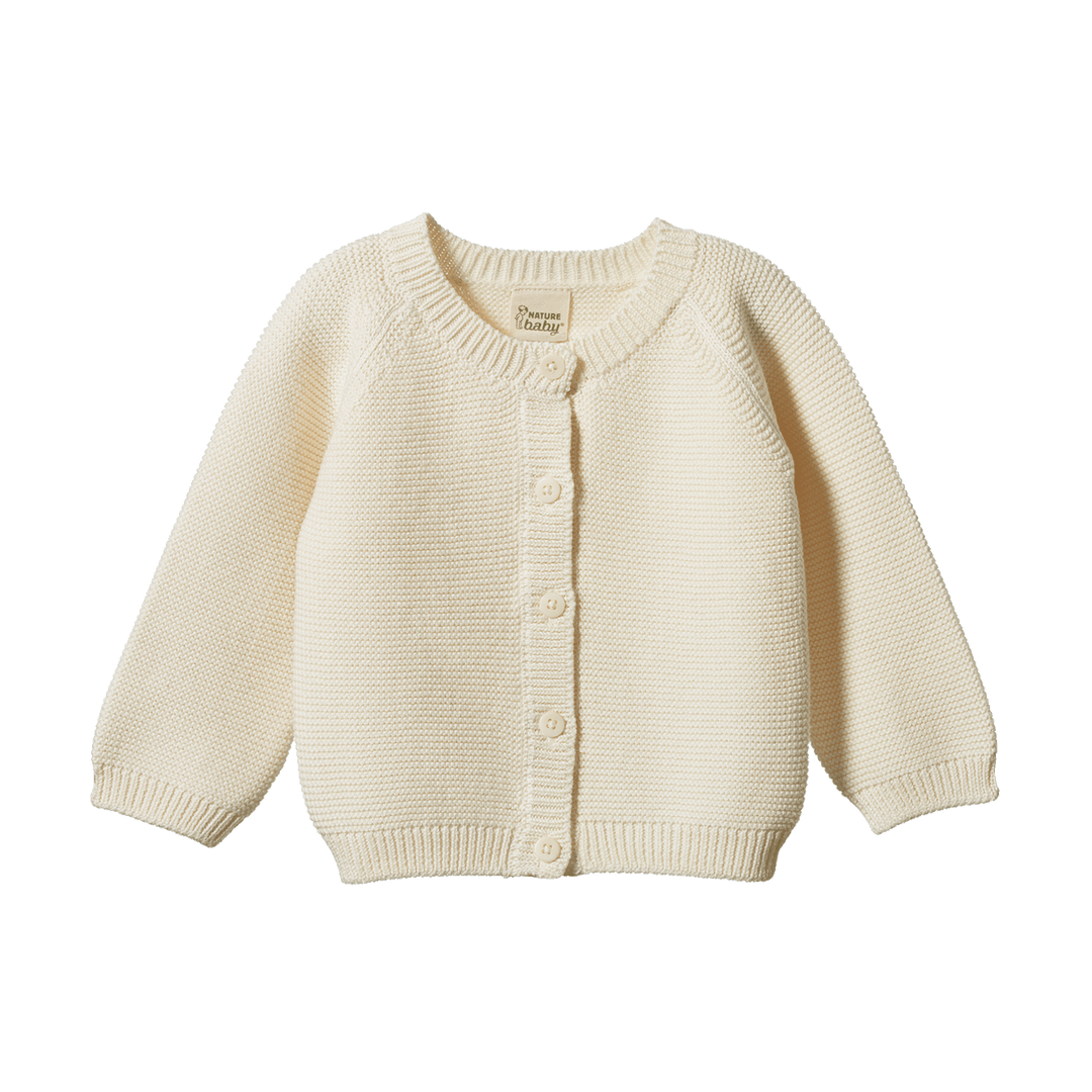 NATURE BABY - MERINO KNIT CARDIGAN: NATURAL [sz:0-3 MTHS]