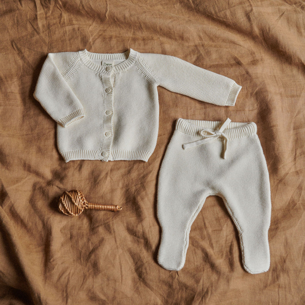 NATURE BABY - MERINO KNIT CARDIGAN: NATURAL [sz:0-3 MTHS]