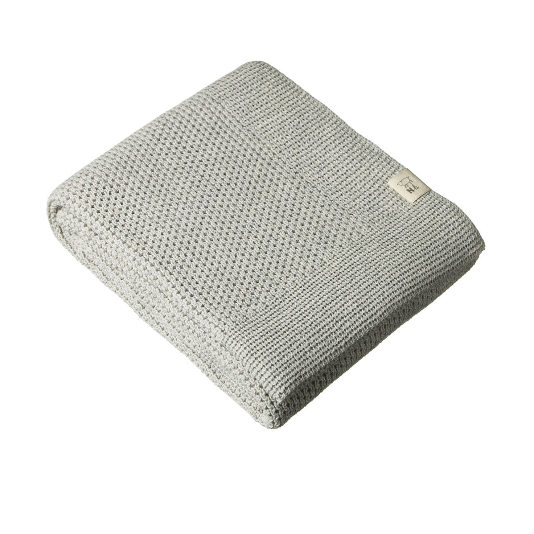 NATURE BABY - MERINO KNIT BASSINET BLANKET: LIGHT GREY MARL 