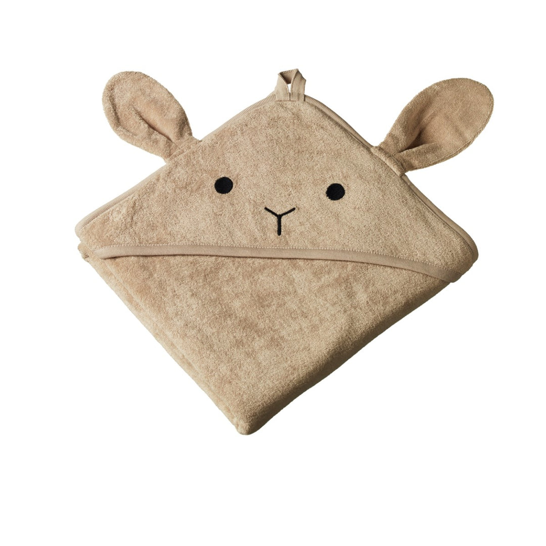 NATURE BABY - ORGANIC COTTON BUNNY HOODED TOWEL: NOUGAT        