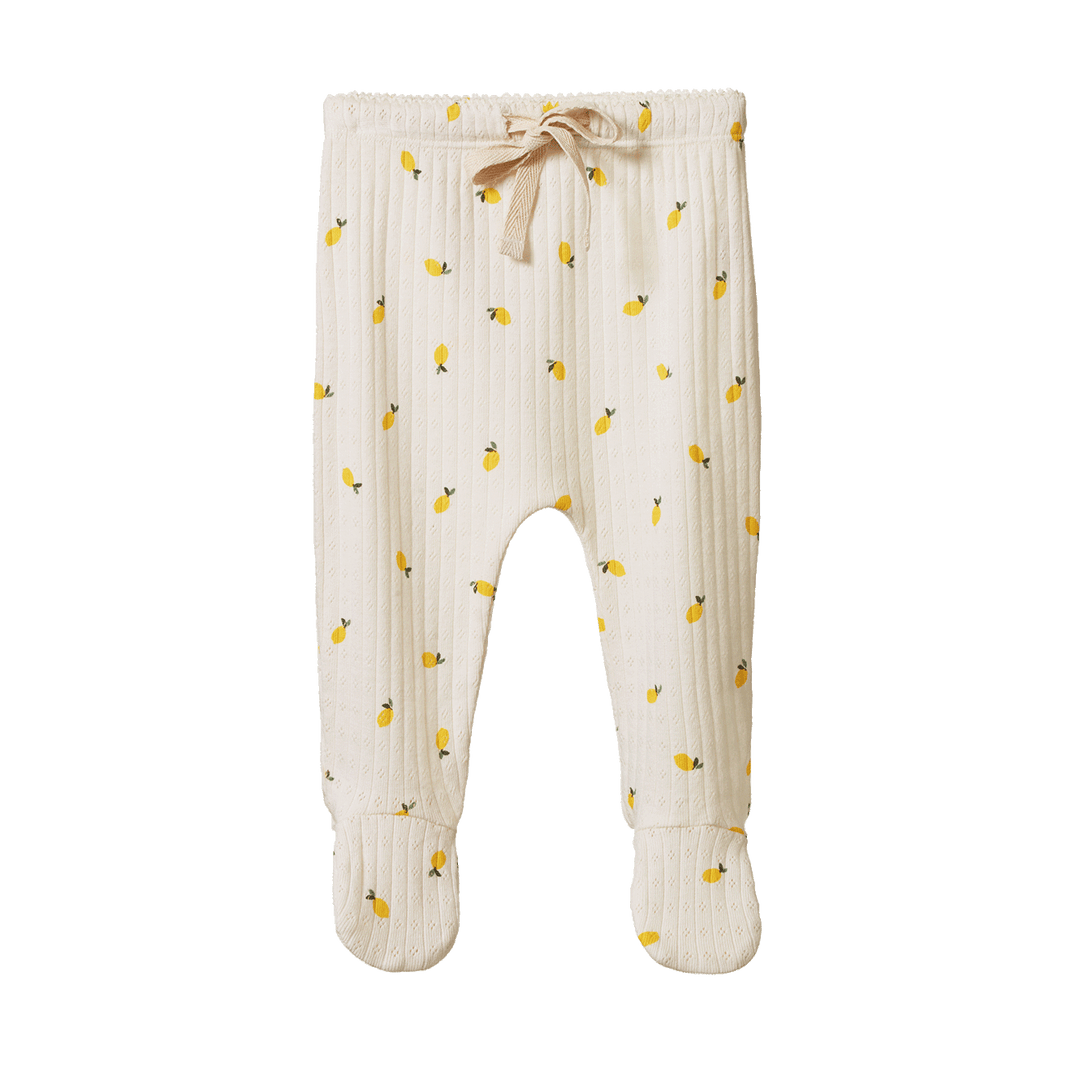 NATURE BABY - FOOTED ROMPERS POINTELLE: LEMON PRINT [sz:NB]