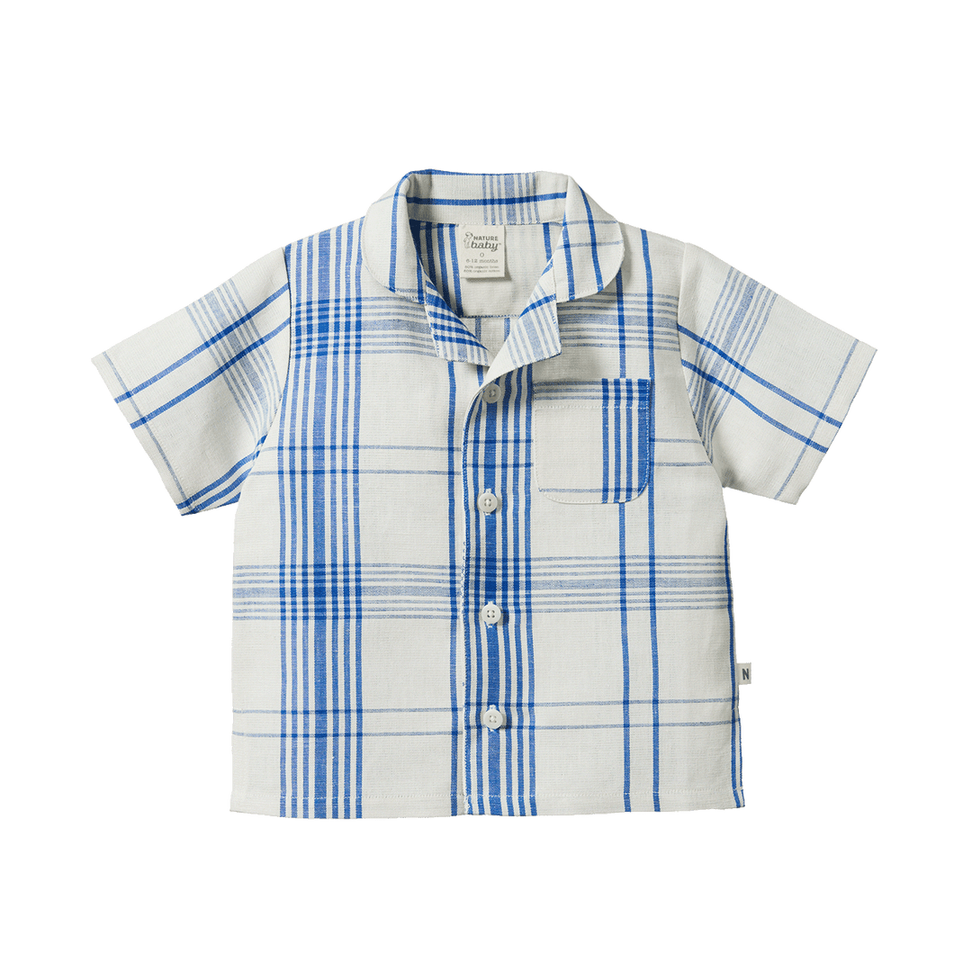 NATURE BABY - GUTHRIE SHIRT LINEN:CLYDE CHECK [sz:6-12 MTHS]