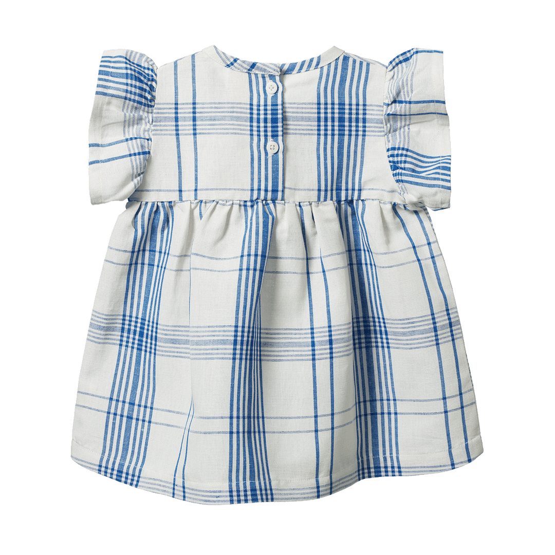 NATURE BABY - BONNIE DRESS LINEN: CLYDE CHECK [sz:6-12 MTHS]