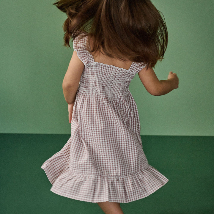 NATURE BABY - GALA DRESS: TWILIGHT CHECK [sz:6-12 MTHS]