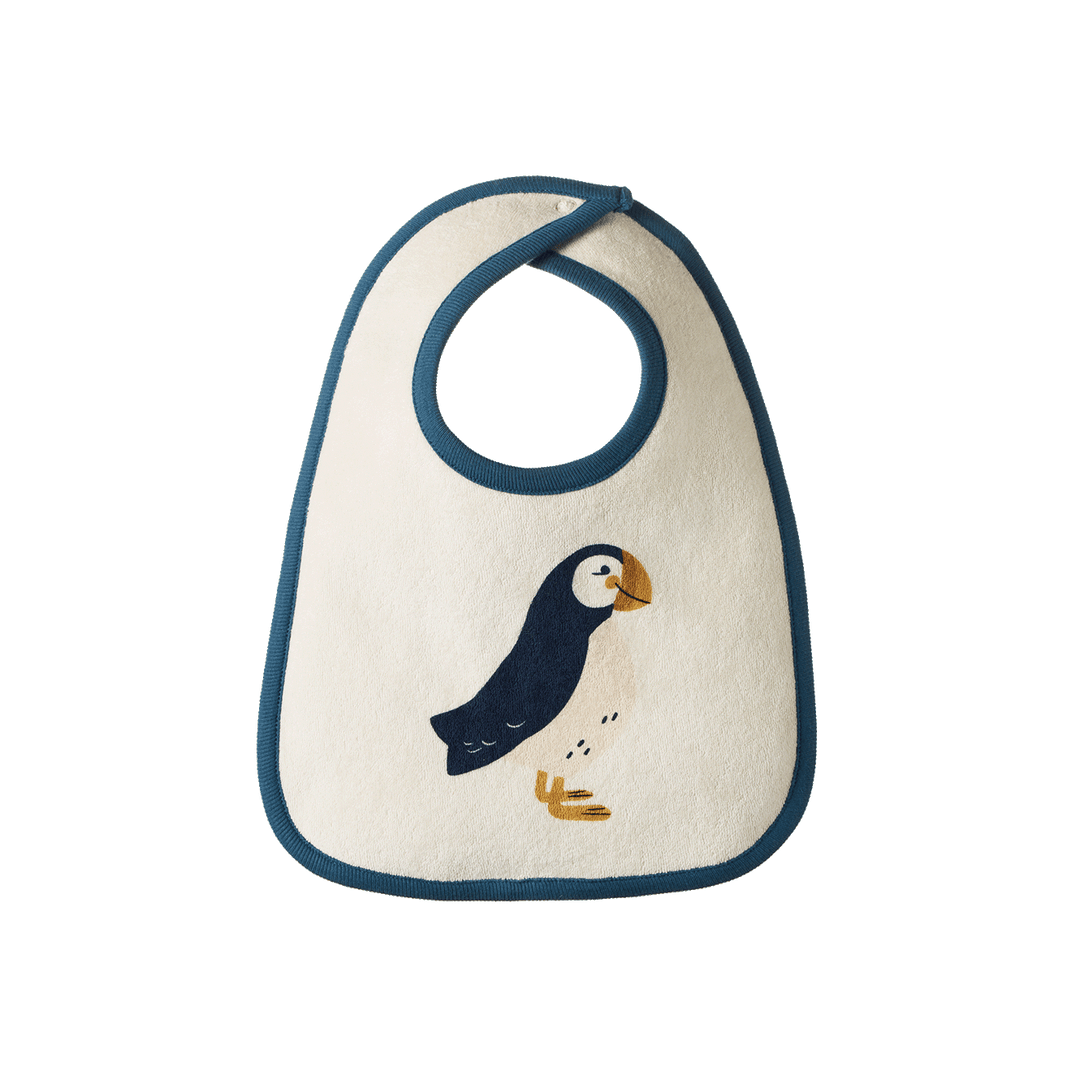 NATURE BABY - REVERSIBLE BIB: PUFFIN PRINT [sz:0-6 MTHS]