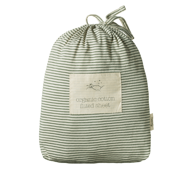 NATURE BABY - BASSINET FITTED SHEET: NETTLE PINSTRIPE