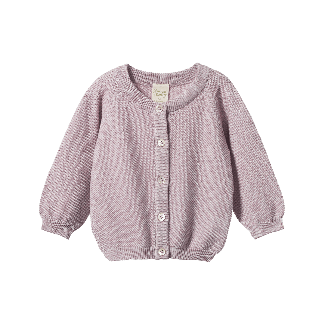 NATURE BABY - PIPER CARDIGAN: LILAC [sz:0-3 MTHS]