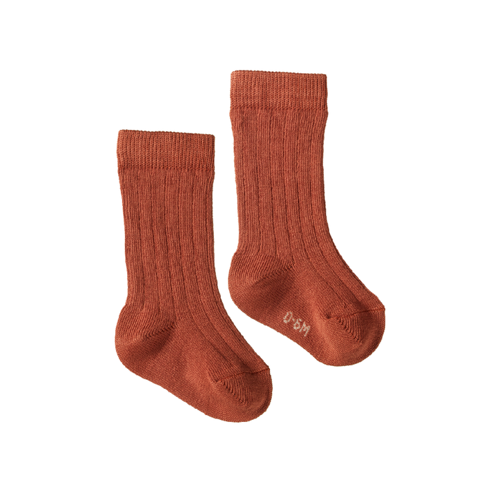 NATURE BABY - ORGANIC COTTON RIBBED SOCKS: CLAY