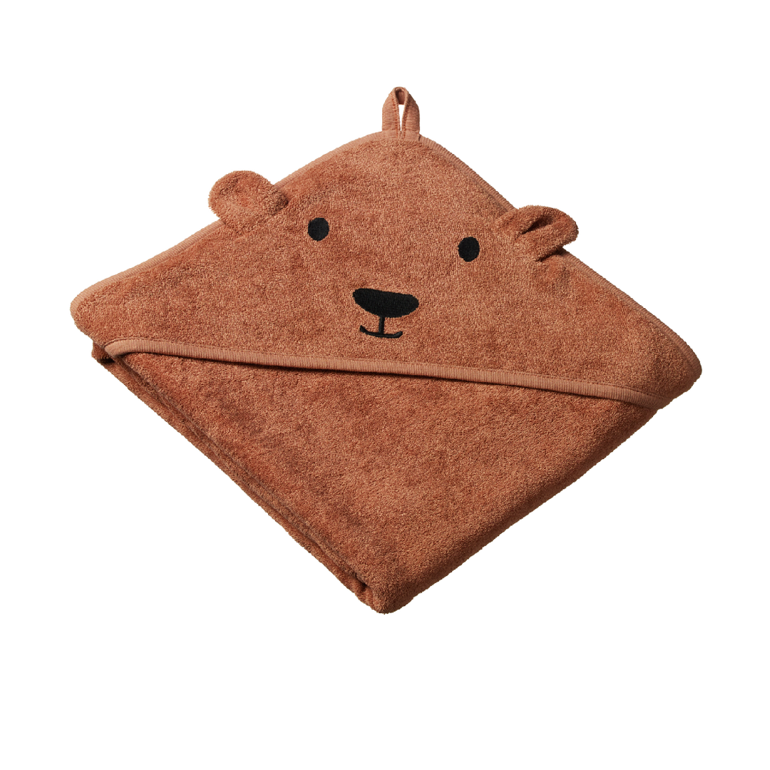 NATURE BABY - ORGANIC COTTON BEAR HOODED TOWEL: HAZELNUT 