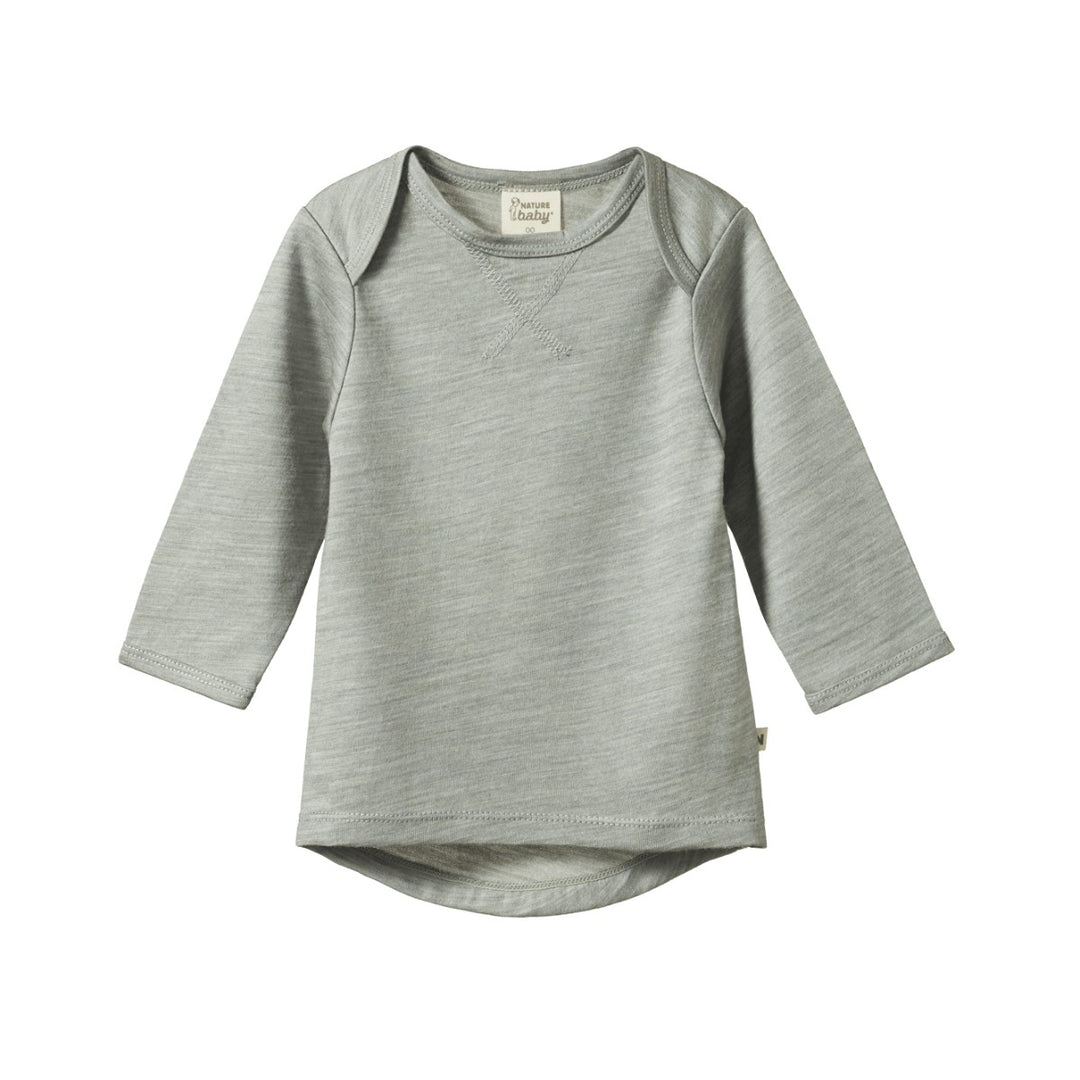 NATURE BABY - MERINO ESSENTIAL TEE: GREY MARLE [sz:3-6 MTHS]