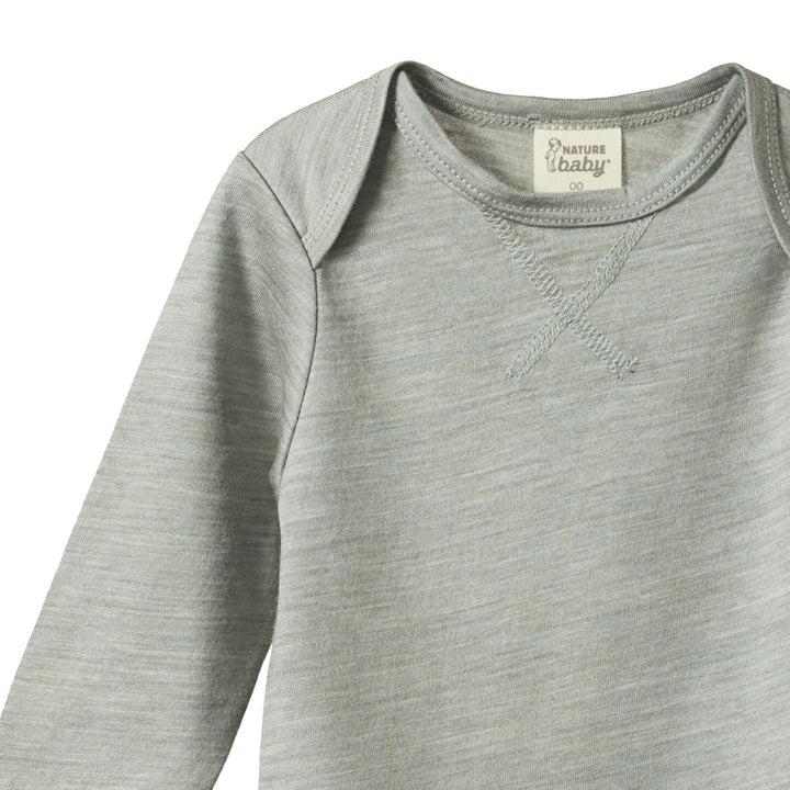 NATURE BABY - MERINO ESSENTIAL TEE: GREY MARLE [sz:3-6 MTHS]