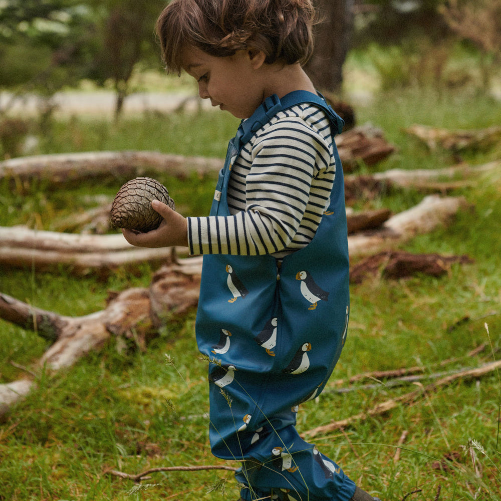 NATURE BABY - SPLASH OVERALLS: PUFFIN PRINT [sz:1-2 YR]