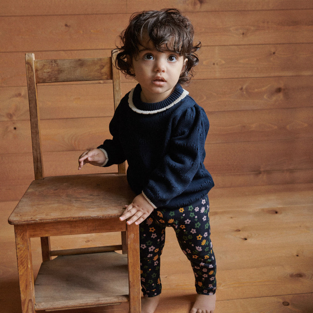 NATURE BABY - LEGGINGS: NAVY POLLYANNA PRINT [sz:0-3 MTHS]