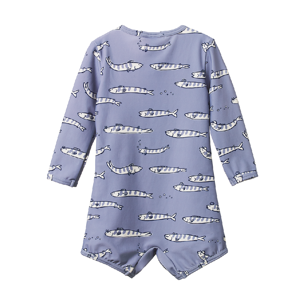 NATURE BABY - ONE PIECE BATHING TRUNKS: SOUTH SEAS BLUE PRINT