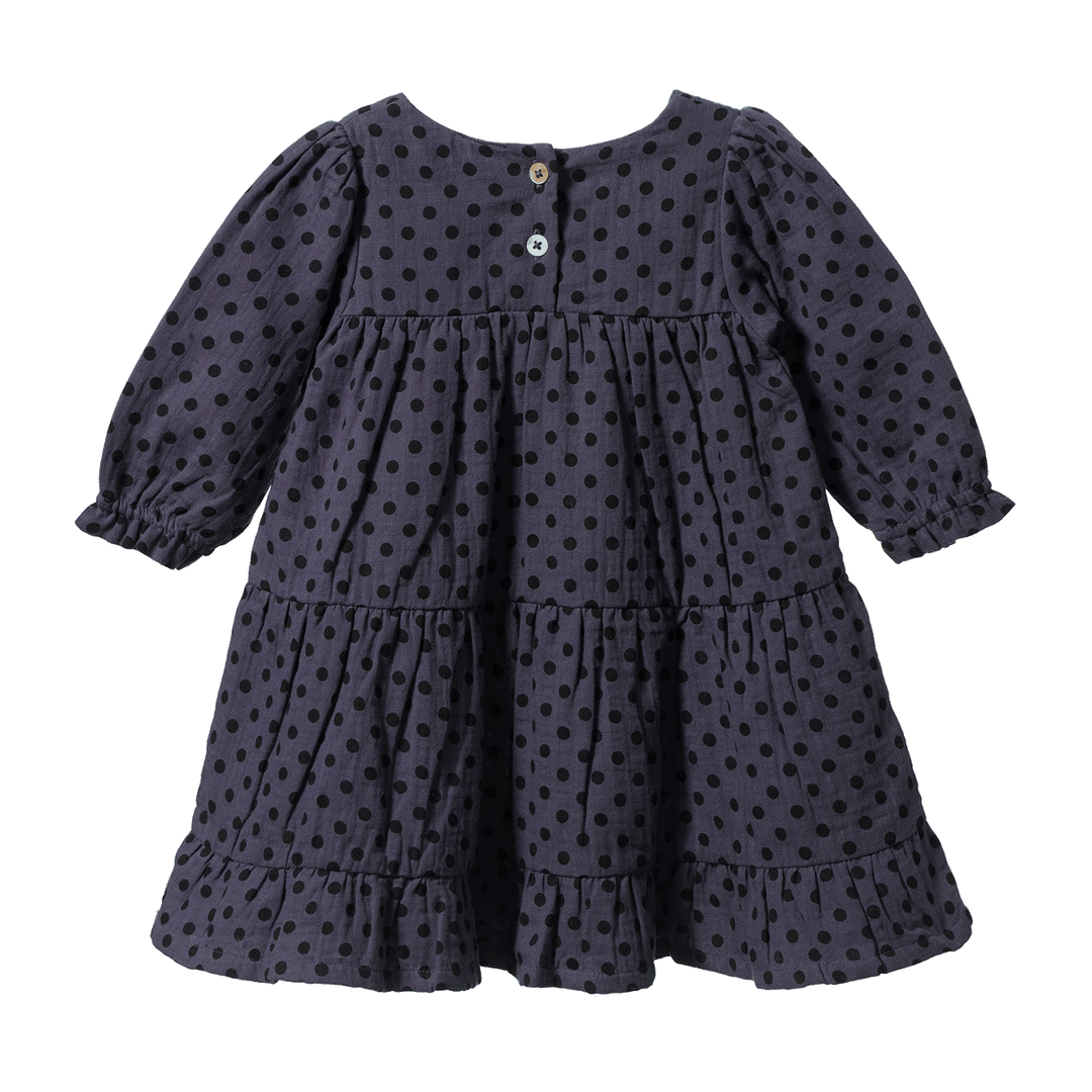 NATURE BABY - ELLIOT DRESS: VIOLET POLKA DOT PRINT [sz:1 YR]