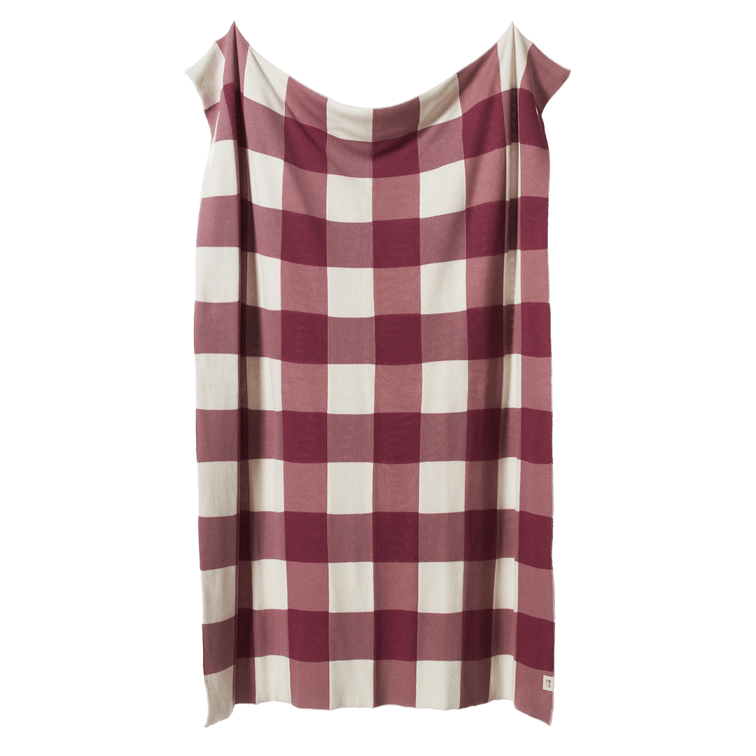 NATURE BABY - DUNE COT BLANKET: RHUBARB CHECK 