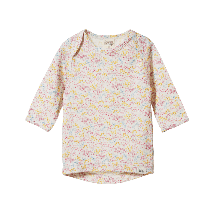 NATURE BABY - MERINO ESSENTIAL TEE: WILDFLOWER MOUNTAIN PRINT [sz:3-6 MTHS]